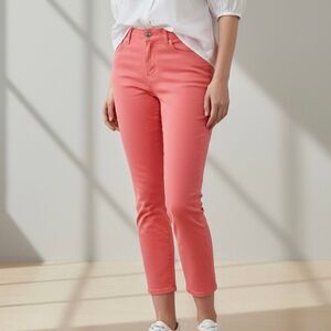 White Stuff Straight Leg Jeans 16R Flamingo Pink Preppy Artsy Minimalist Beach